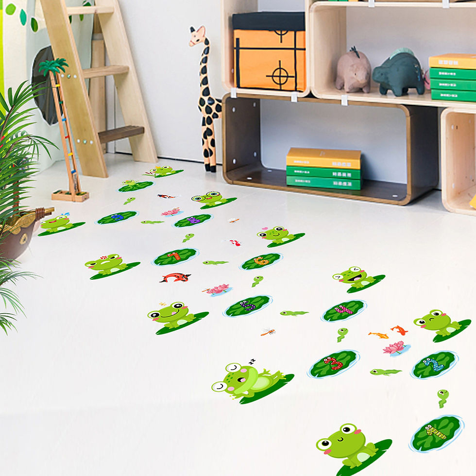 Thumbnail: Cartoon Frog Lotus Leaf Wall Stickers For Children's Room Cute Parent-child Game