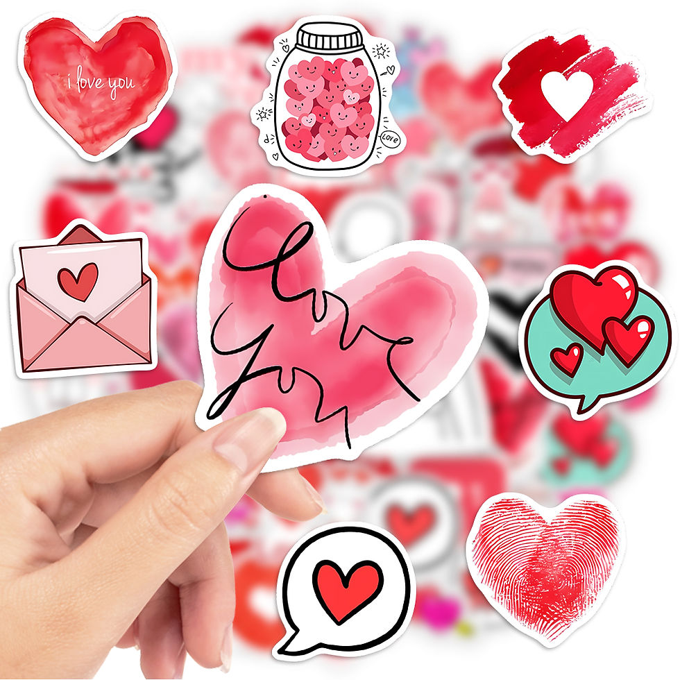 Thumbnail: Valentine Day Red Love Heart Stickers DIY Toy Gift Decorative Decal for Scrapboo
