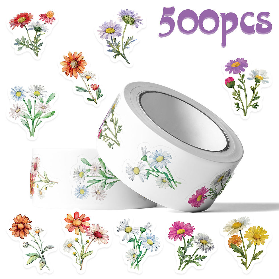 Thumbnail: 500PCS Daisy wildflowers Roll Stickers Colorful Cartoon Painted Flowers Scrapboo