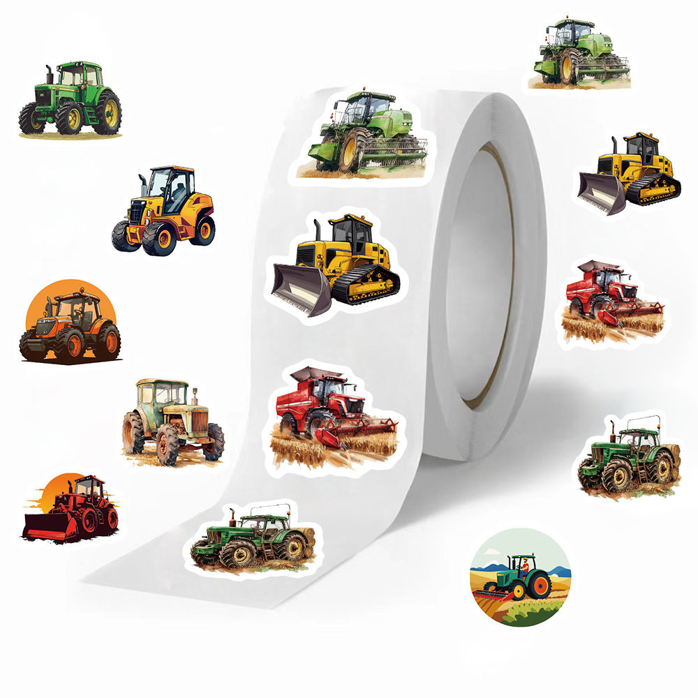 500PCS Cartoon Tractor Roll Stickers Skateboard Laptops Graffiti PVC Waterproof