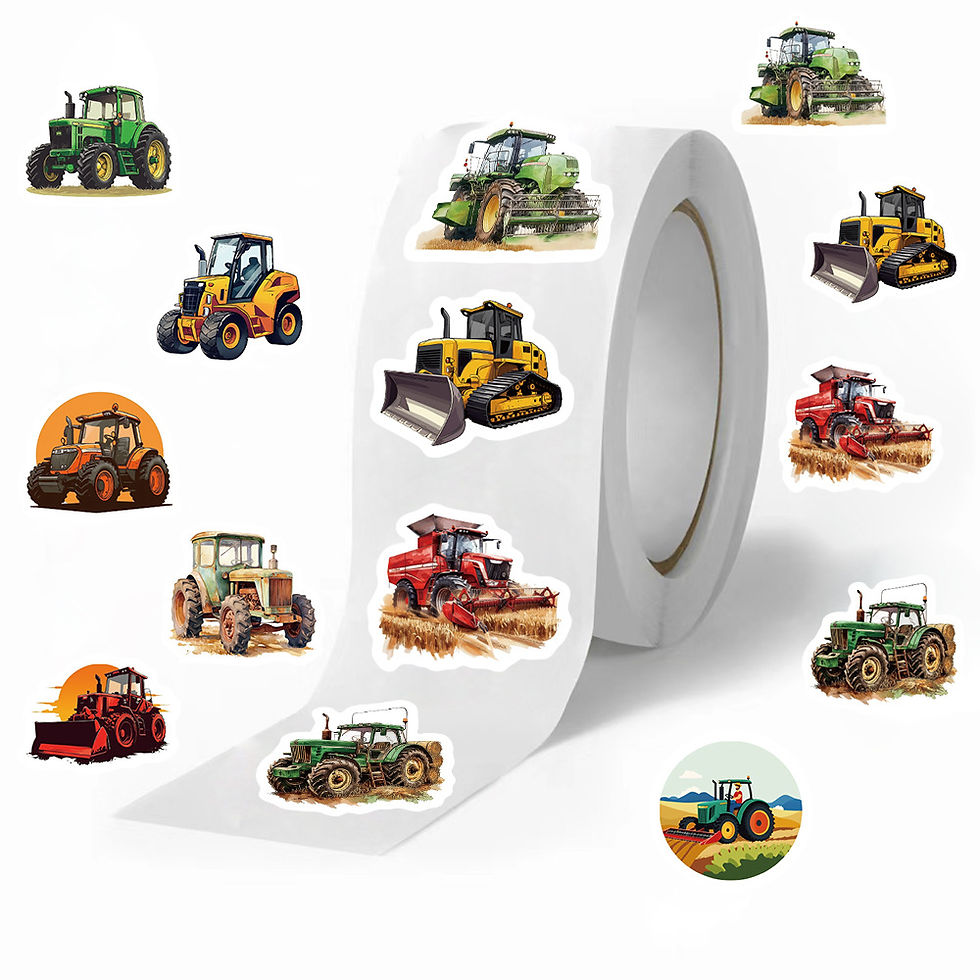 Thumbnail: 500PCS Cartoon Tractor Roll Stickers Skateboard Laptops Graffiti PVC Waterproof 