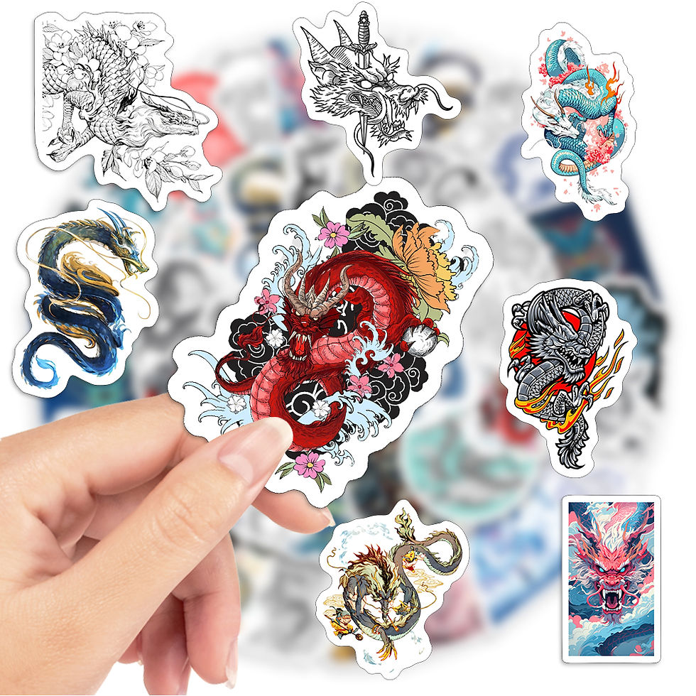 Thumbnail: Cool Chinese Dragon Illustration Stickers DIY Waterproof Decal for Scrapbook Dia