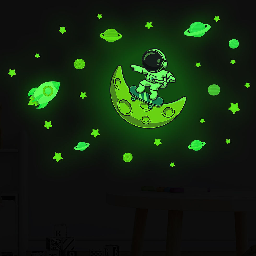 Thumbnail: 3D Creative Planetary Astronauts Wall Sticker Home Decor Cartoon Kids Room Bedro