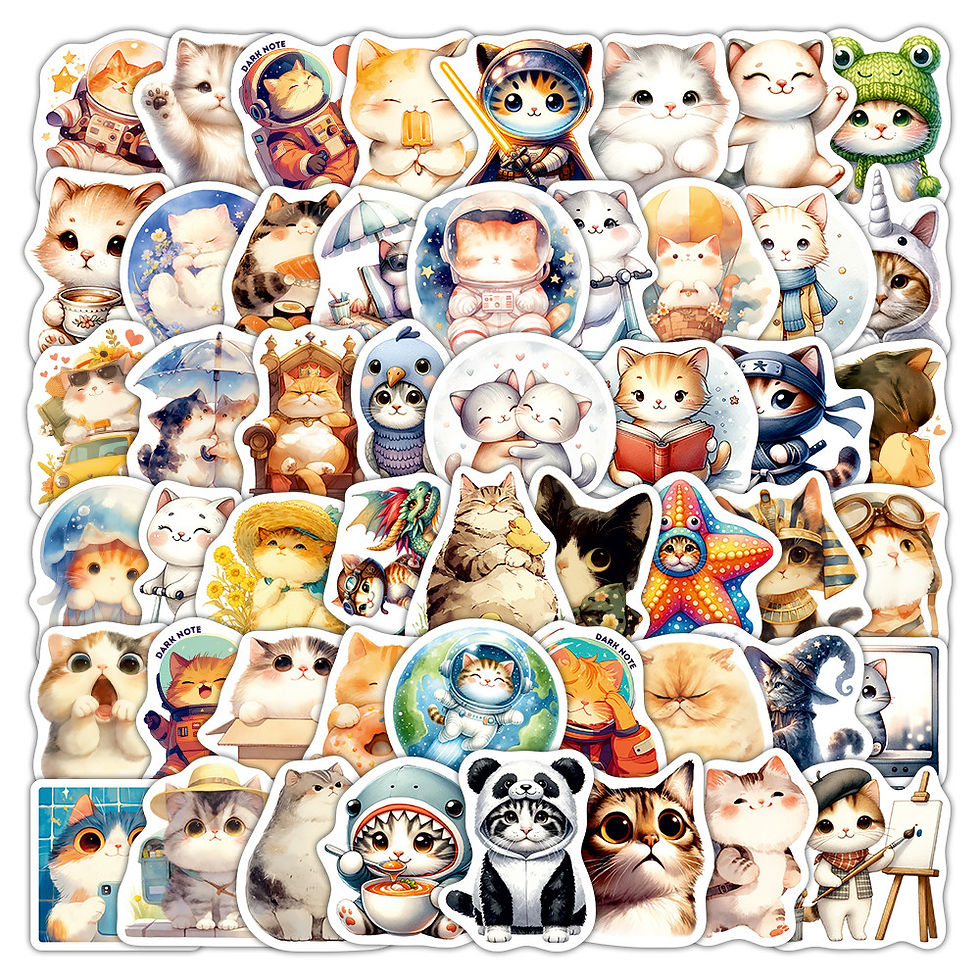 Thumbnail: 200/100/50PCS Cute Cartoon Kitten Graffiti Stickers for Bicycle Hand Account Pen