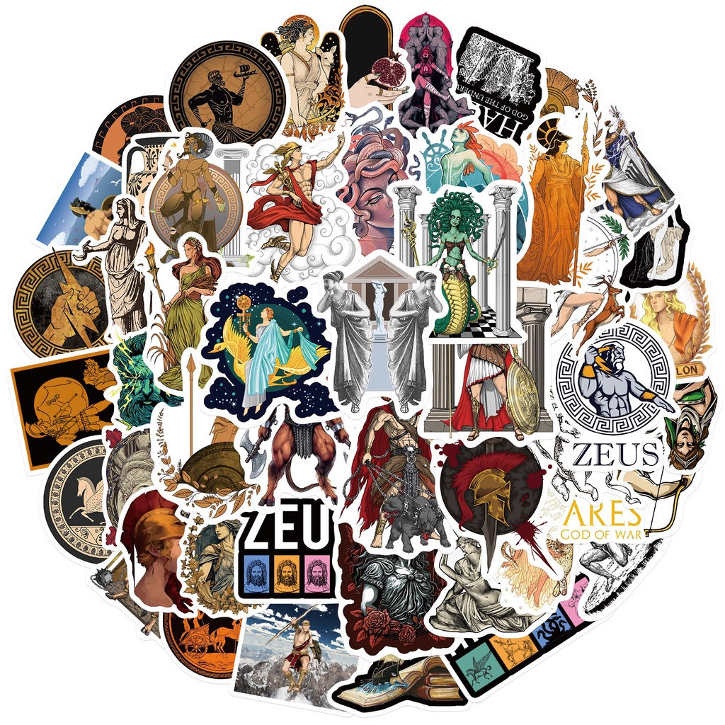 50PCS Greek Mythological Aesthetic Graffiti Stickers for Helmet Bicycle Hand Acc