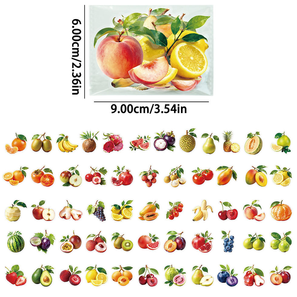 Thumbnail: 56 Pcs New Realistic Fruit Clear PET Stickers - Kids' Crafts & Stationery Decor 