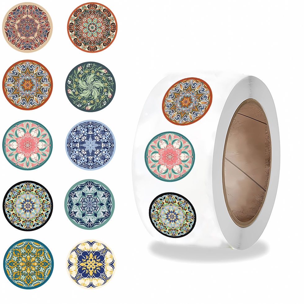 Thumbnail: 500Pcs/Roll Vintage Pattern Print Sticker Notebook Laptop Luggage Coffee Skatebo