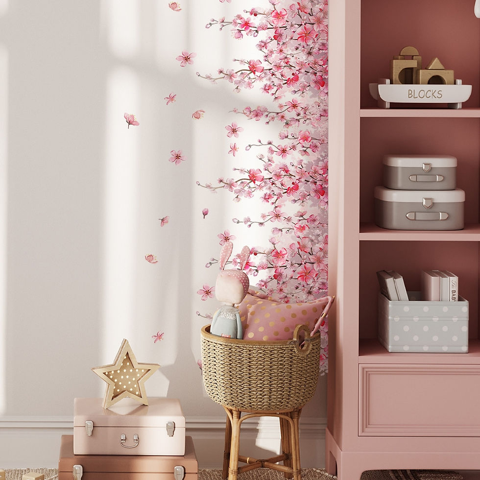 Thumbnail: New Creative Pink Rattan Flower Removable Stickers Room Bedroom Wall Beautificat