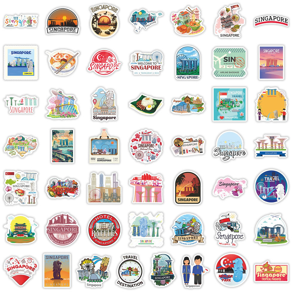 Thumbnail: 50Pcs Singapore Landmark Cartoon Waterproof Stickers Luggage Stationery DIY Deca