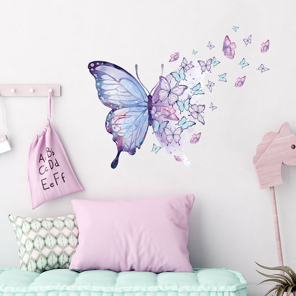 Thumbnail: Purple Butterfly Wall Stickers for Bedroom Living Room Decoration Girls Room Wal