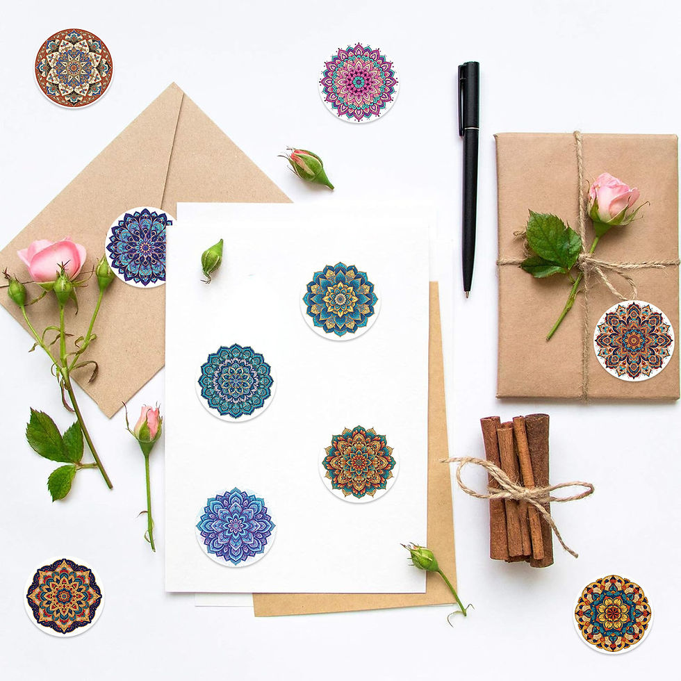 Thumbnail: 500Pcs/Roll Hot-Selling Mandala Pattern Washi Sealing Stickers- Boho Decor for J