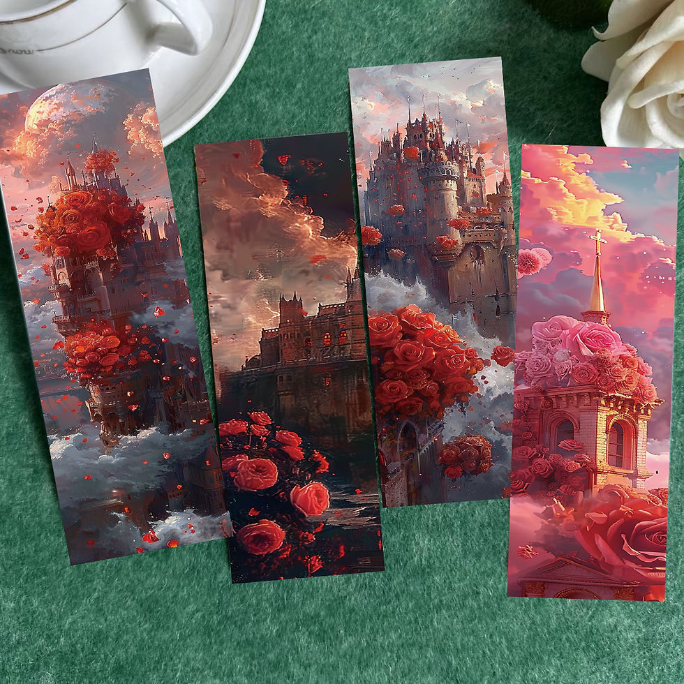 Thumbnail: 30pcs Rose Landscape Bookmark Flowers for Pages Book Marks for Readers Retro Cre