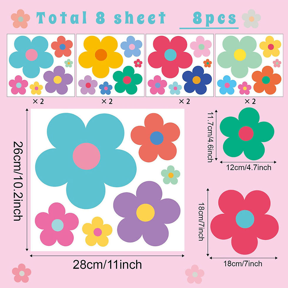 Thumbnail: Colorful Fantasy Flower Wall Decals – Self-Adhesive, Contemporary Style, Multi