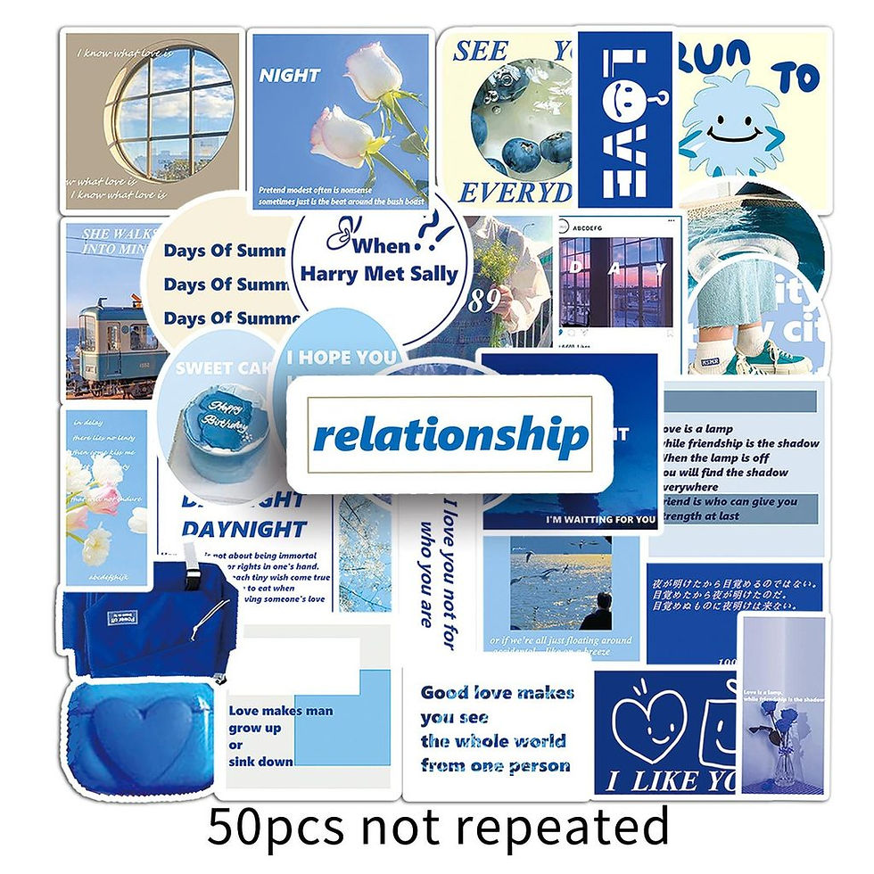 Thumbnail: 50 Pieces Original Blue INS Style Journal Stickers - Literary English Collage, W