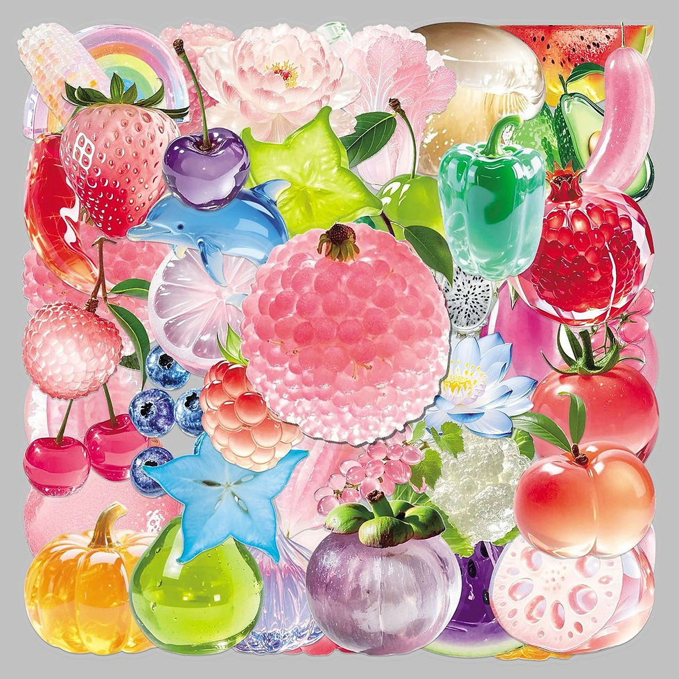 Thumbnail: 50-Piece Sparkling Transparent Stickers Fresh Cute Fruit Rainbow Graffiti Waterp