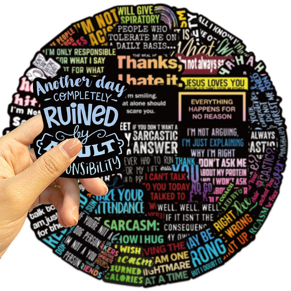 Thumbnail: 55Pcs Cartoon Sarcastic Text Stickers - Fluorescent Black Border Waterproof for 