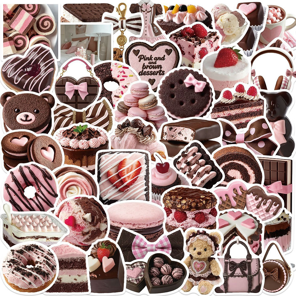 Thumbnail: 50-100PCS Cartoon Pink Brown Dessert Graffiti Stickers Decorative Guitar Noteboo