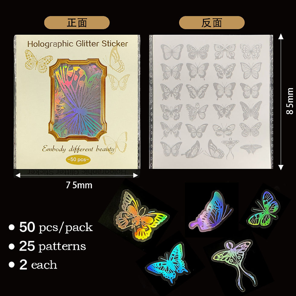 Thumbnail: 50PCS Holographic Laser Stickers Transparent Retro DIY Decoration Sparkling Crea