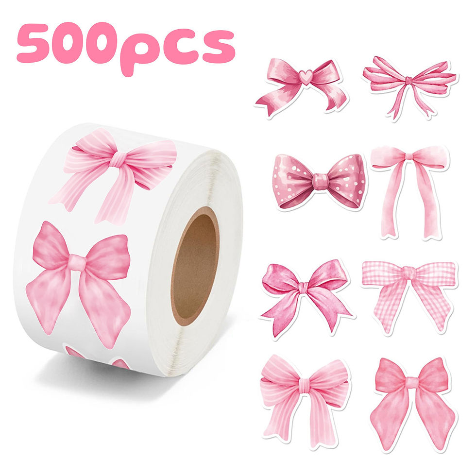 Thumbnail: 500pcs/roll Pink Bow Seal Stickers, Cute Gift Box Blessing Stickers, Packaging D
