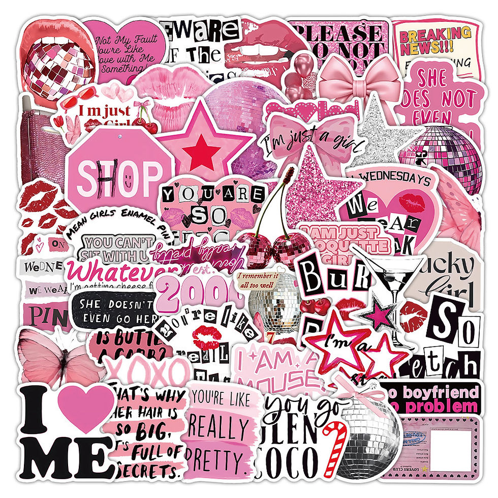 Thumbnail: 52 Pcs Pastel Pink Decorative Stickers - Adorable Decals for Scrapbook & DIY Jou