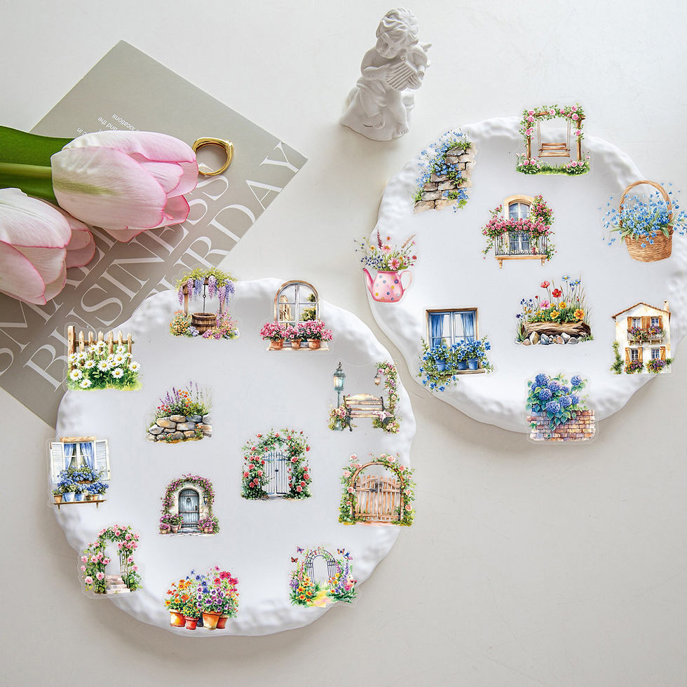 Thumbnail: 50PCS Transparent Garden Flower Wall Stickers Pack DIY Decor for Phone Case Scra