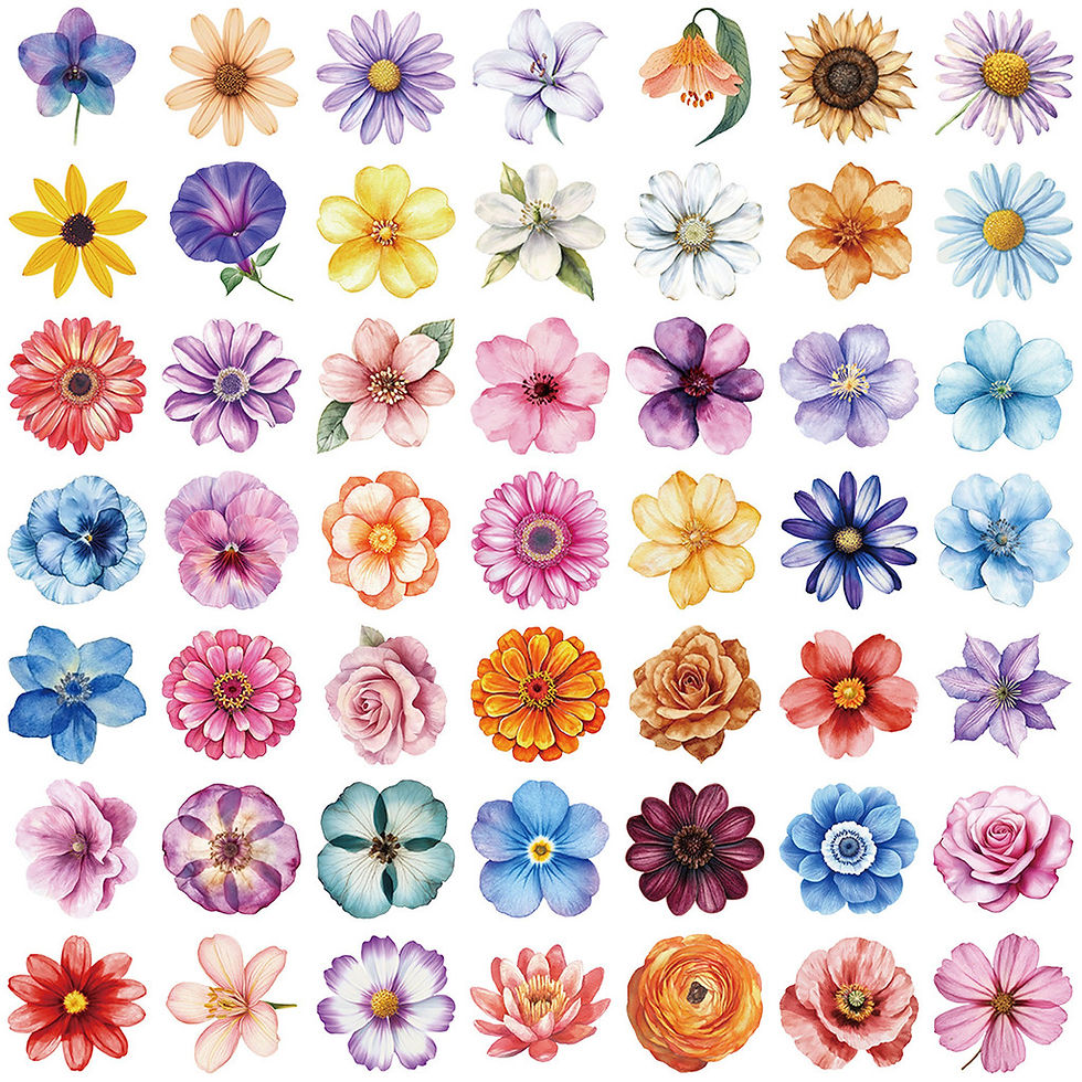 Thumbnail: 50Pcs Transparent Cartoon Floral Stickers - Waterproof PET Decor for Journals, G