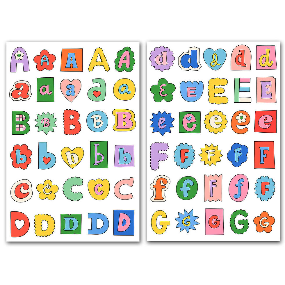 Thumbnail: 8 Sheets Cute Alphabet & Symbol Label Stickers - Pastel English Letter Decals fo