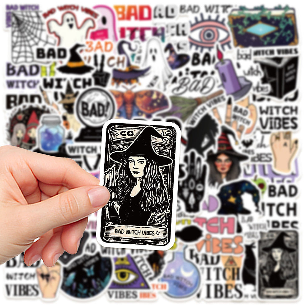 Thumbnail: 50-Piece Edgy Bad Witch Vibes Stickers - Decorative Decals for Laptops, Guitars,