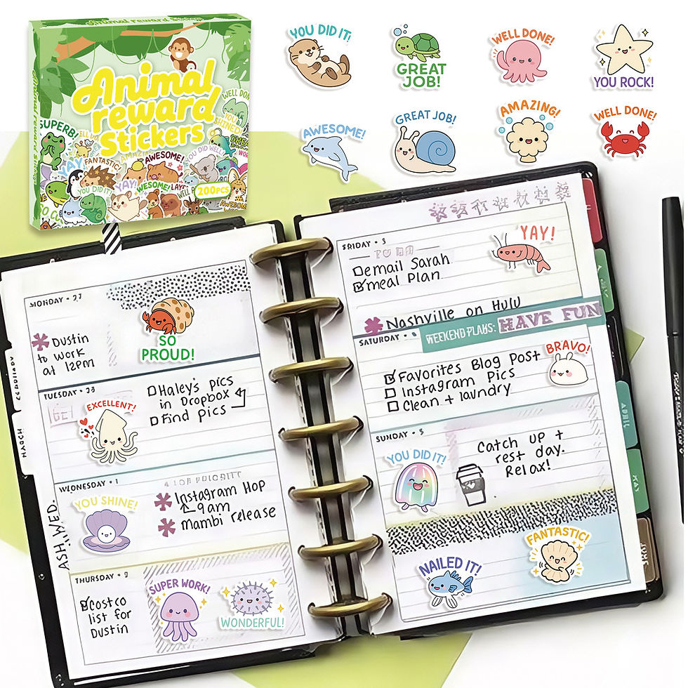 Thumbnail: 200 Pieces Animal Reward Stickers - Cute for Kids, Teachers' Praise & Encouragem
