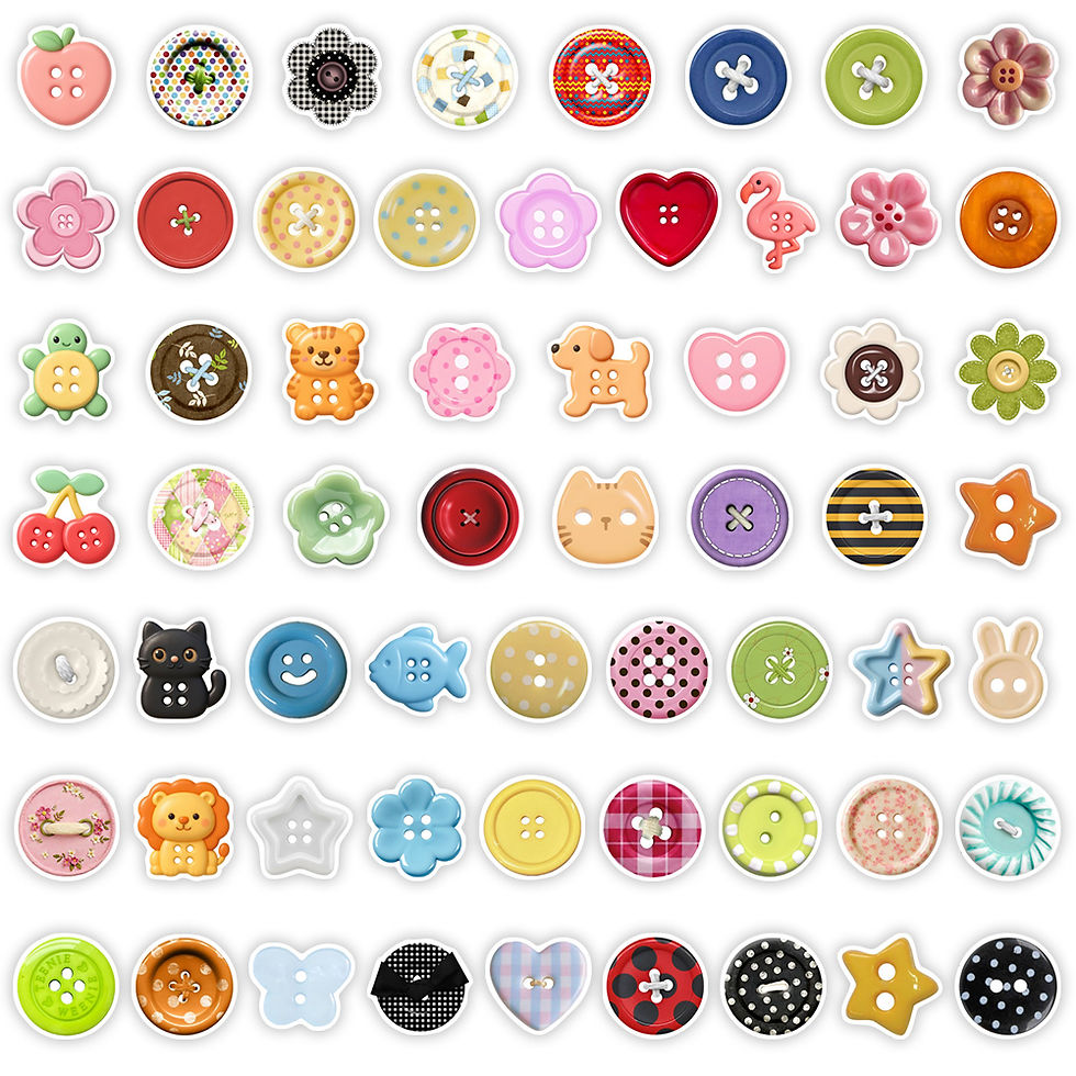 Thumbnail: Whimsical Clothes Button Stickers Vinyl DIY Decorative Decals for Junk Journals 