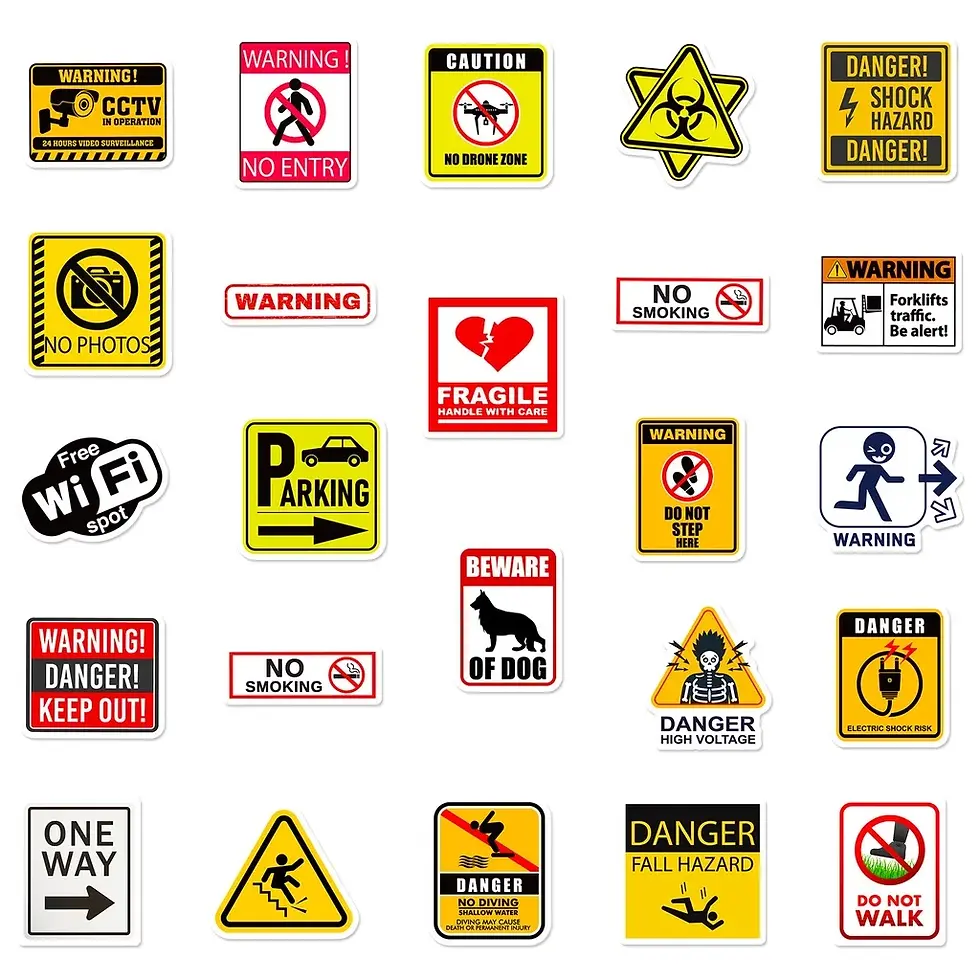 Thumbnail: 50PCS Realistic Warning Signs Waterproof Graffiti Stickers for Helmet Bicycle Ha