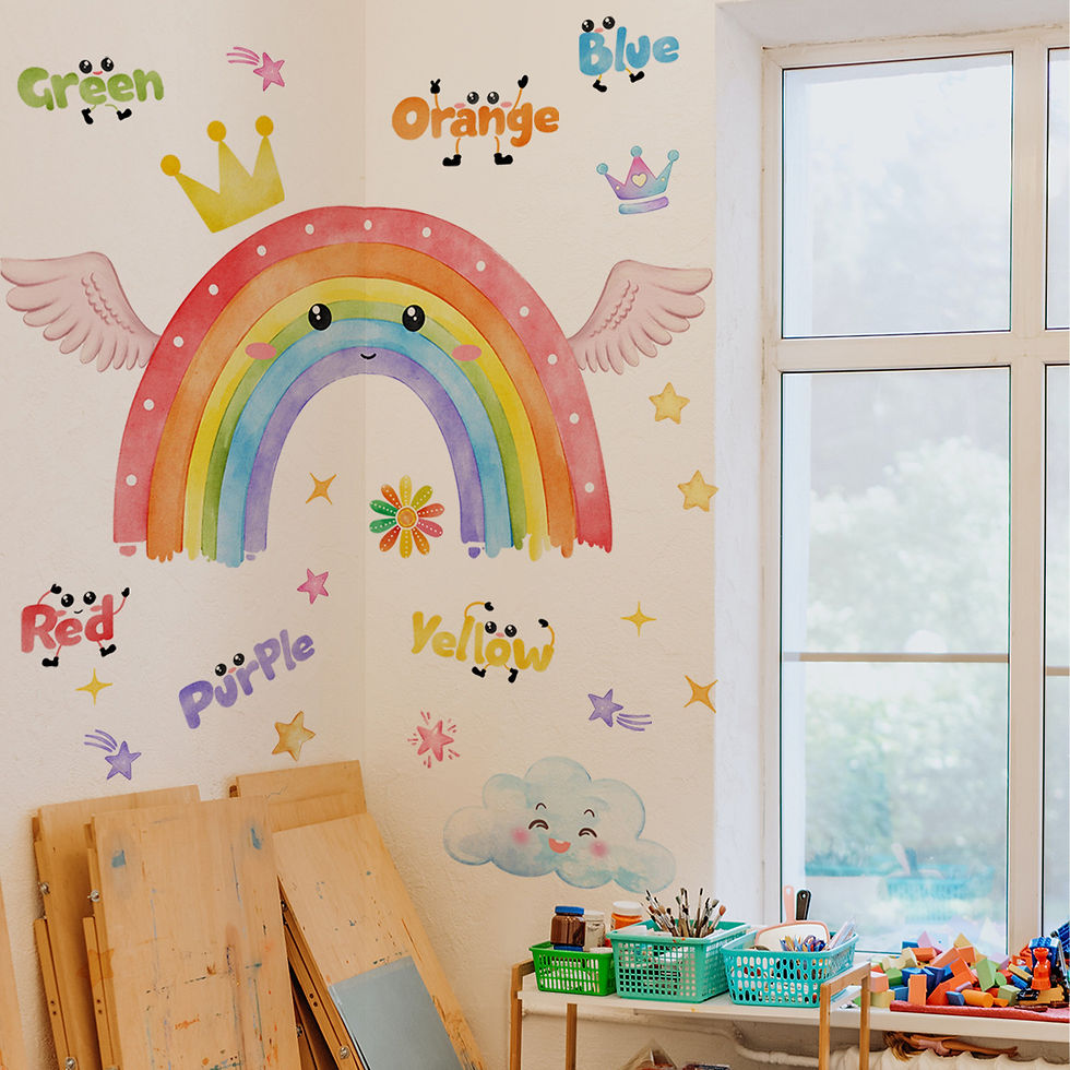 Thumbnail: Cartoon Cute Rainbow Colorful Heart Balloon Sun Wall Stickers Removable for Bedr
