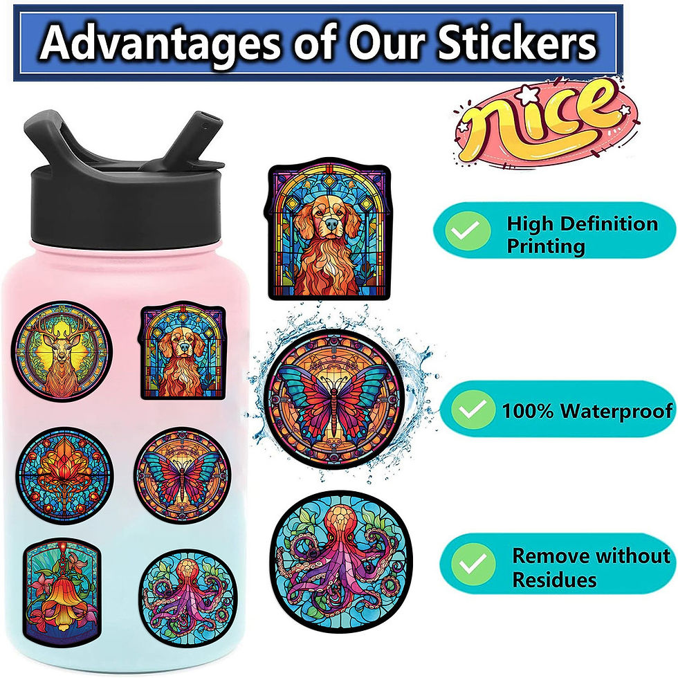 Thumbnail: 50Pcs Cartoon Stained Glass Graffiti Stickers Waterproof DIY Decals for Guitar N