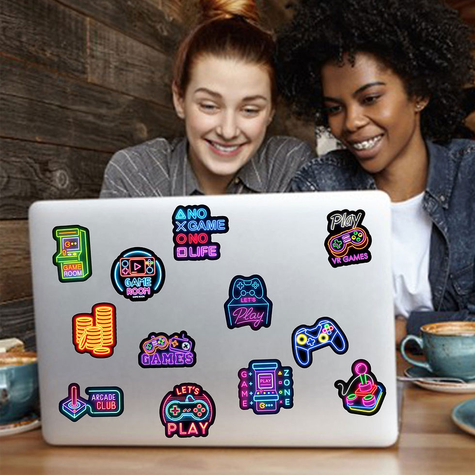 Thumbnail: 50PCS Neon Game Controller Graffiti Stickers - Waterproof Decor for Luggage, Car
