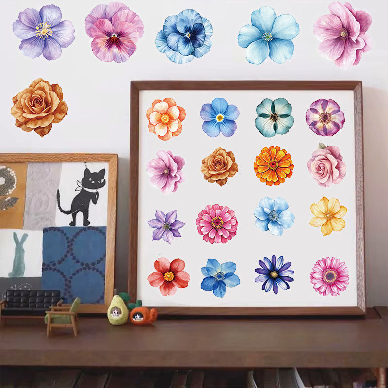 Thumbnail: 50PCS Vintage Flowers Stickers Aesthetic DIY Guitar Skateboard Stationery Luggag