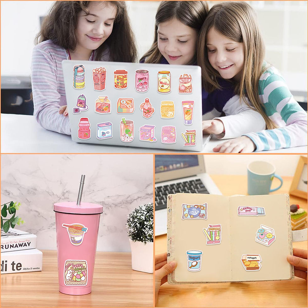 Thumbnail: 50PCS Hand-Drawn INS Snack Style Graffiti Stickers - Waterproof DIY Decor for Gu