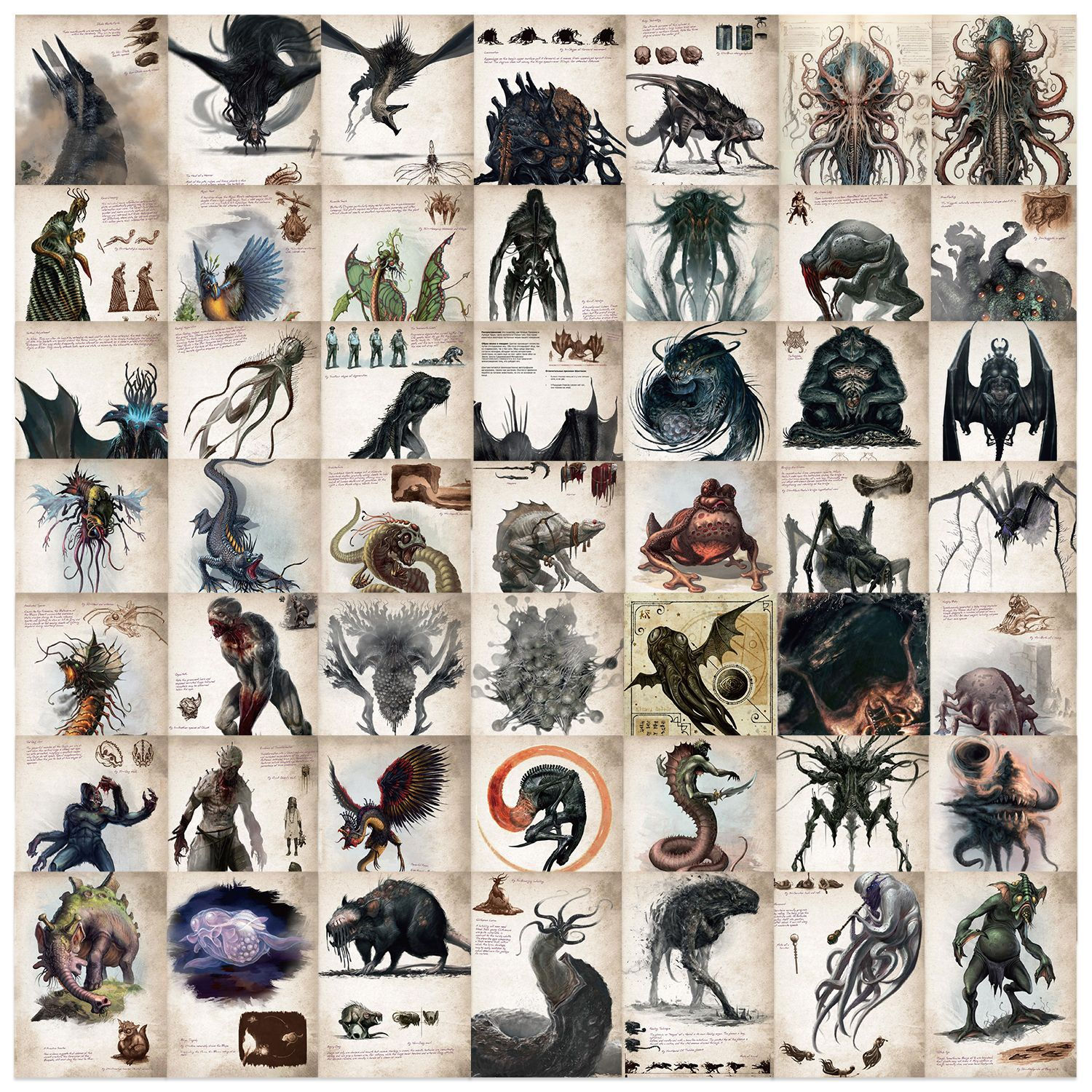 50Pcs Cthulhu Mythos Monster Stickers - Horror Fantasy Decor for Phone Case/Note