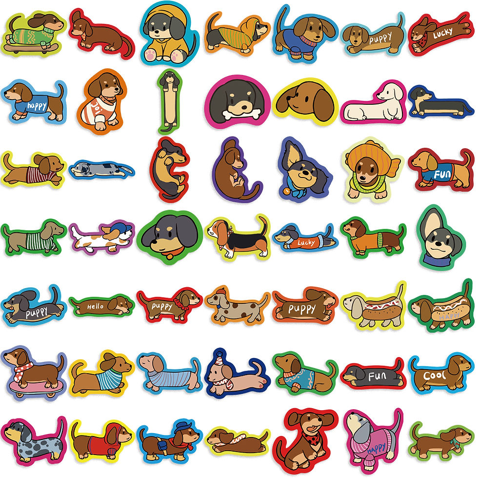 Thumbnail: 50Pcs Cartoon Dachshund Graffiti Stickers for DIY Desk Guitar Computer Refrigera