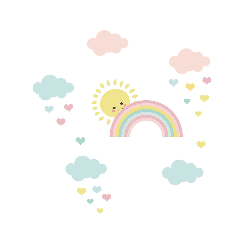 Thumbnail: Cartoon Sun Rainbow Clouds Wall Decals Nursery Girls Boys Bedroom Decor Art Stic