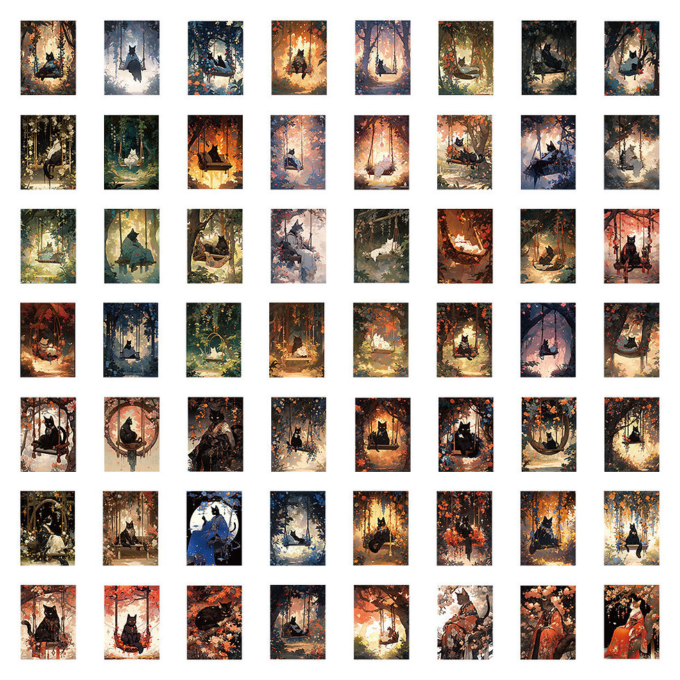 Thumbnail: 60-Piece Cute Cat Kingdom Stickers - Decorative Decals for Notebooks, Phone Case
