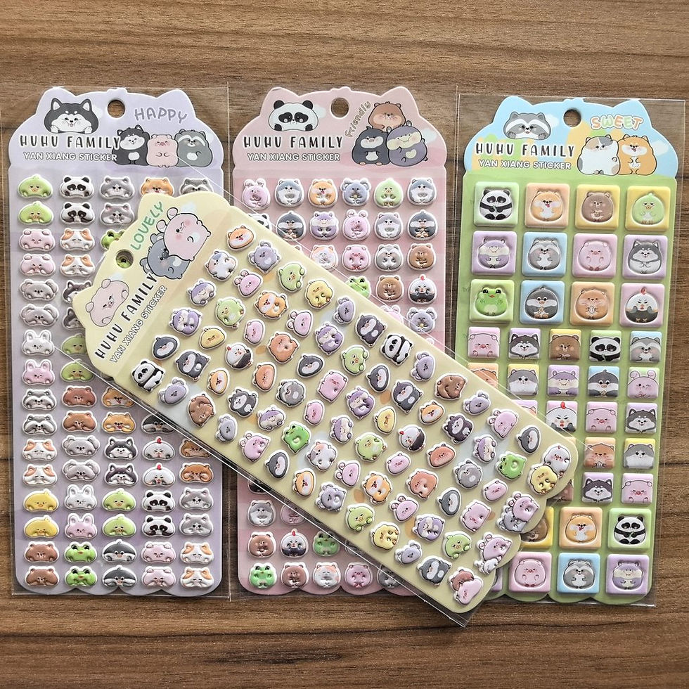 Thumbnail: HUUU FAMILY 3D Animal Stickers (4 Pieces) - Cute Cartoon Decals for Handicrafts 