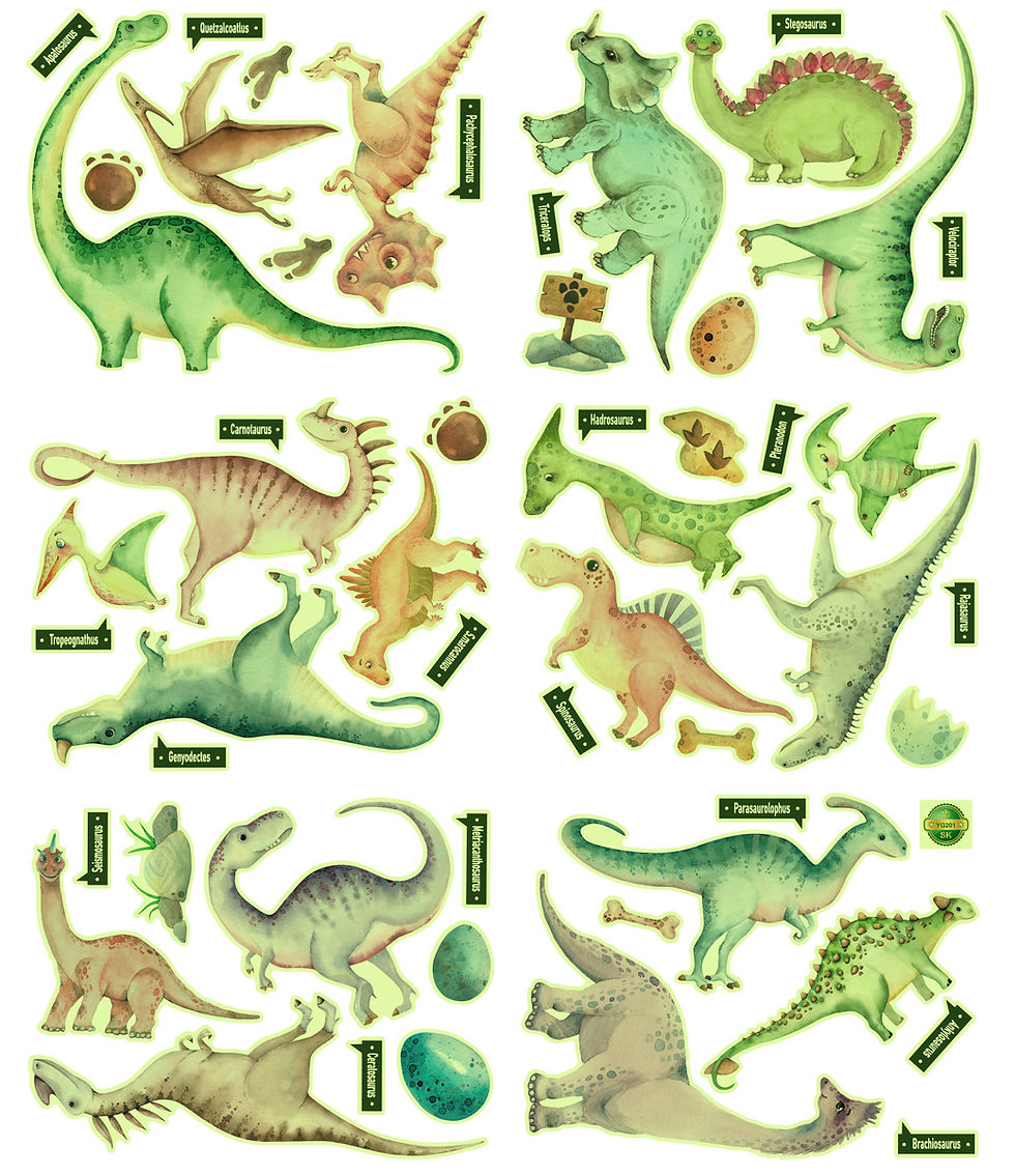 Thumbnail: Cartoon Dinosaur Luminous Sticker Dinosaur Egg Glow In The Dark For Children's R