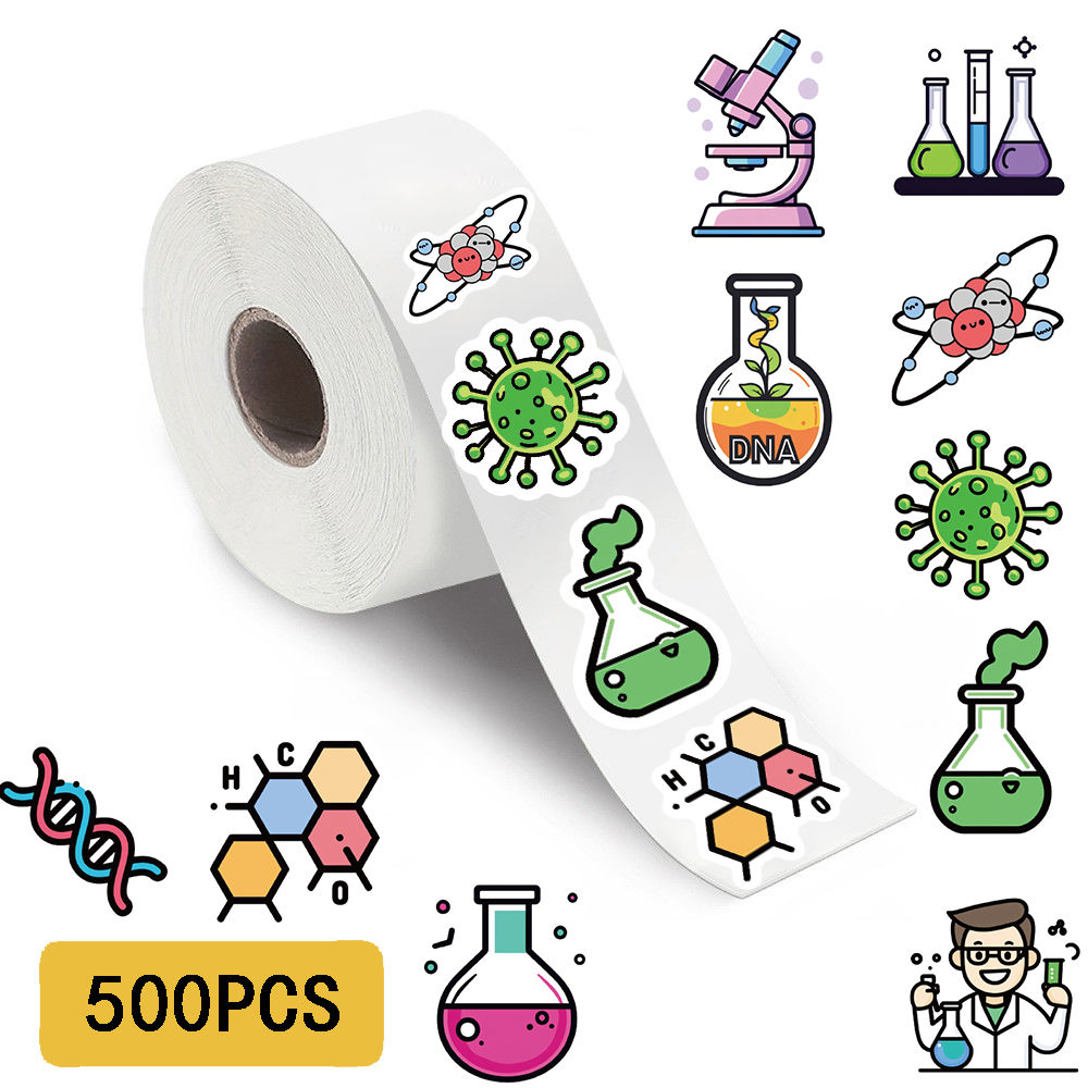 500PCS Chemistry Roll Stickers Notebook Laptop Aesthetic Retro Suitcase Car Art