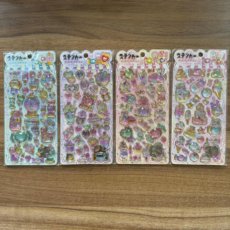 Thumbnail: 4Pcs Cute 3D Sparkle Gem Stickers Sweet Dessert Castle Epoxy Stickers for Scrapb