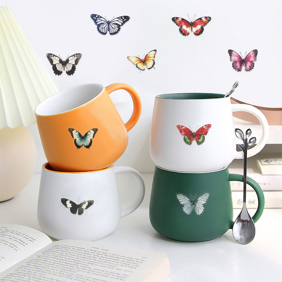 Thumbnail: 50PCS Transparent Elegant Butterfly Sticker Pack - Waterproof Clear PET for Scra