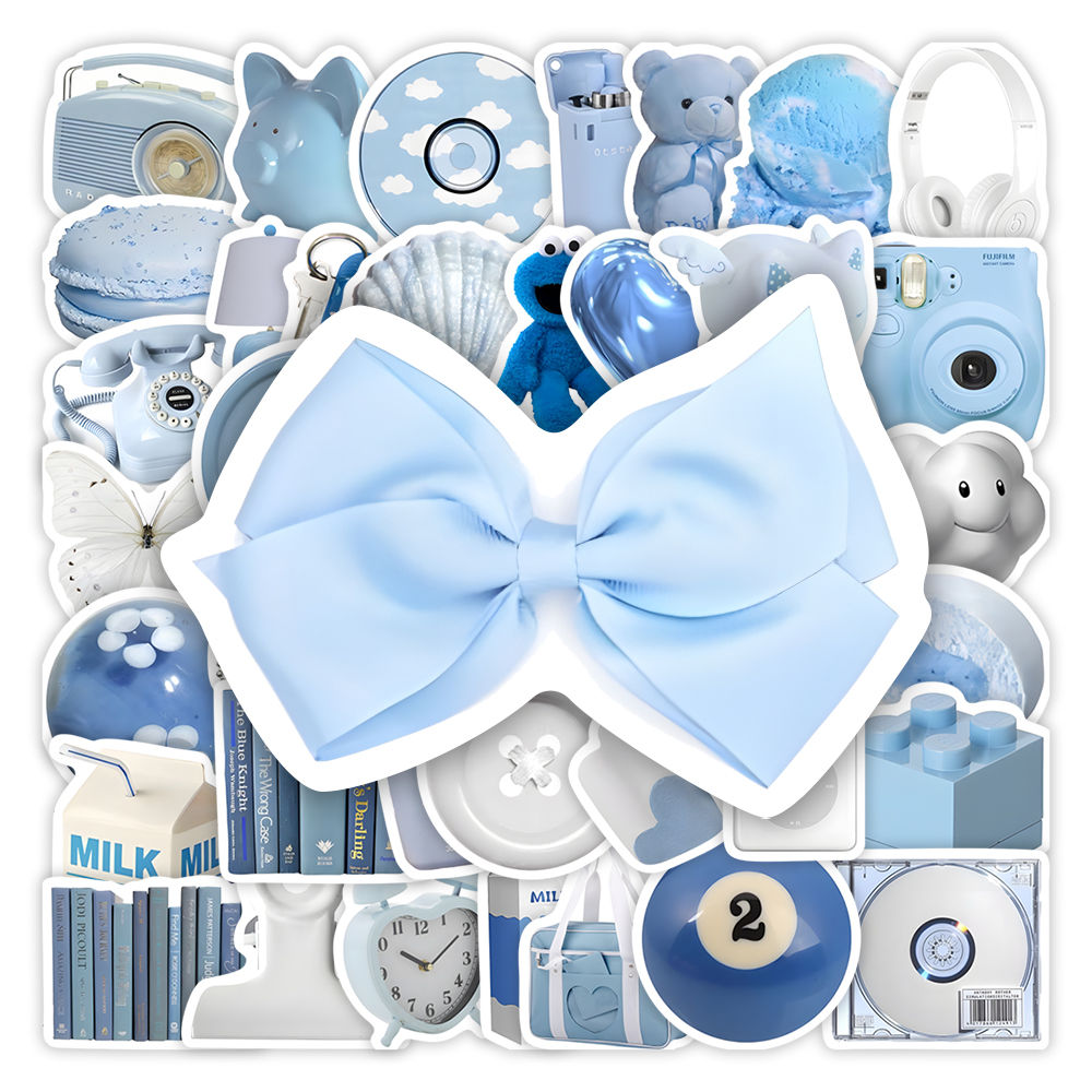 Aesthetic Blue Theme Stickers DIY Kids Toys Gift Decorative Decal for Laptop Pho