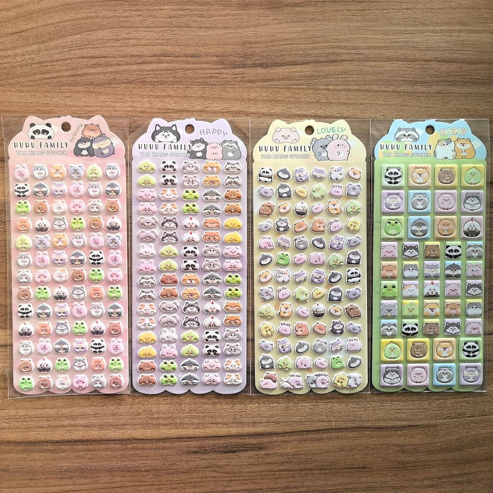 Thumbnail: HUUU FAMILY 3D Animal Stickers (4 Pieces) - Cute Cartoon Decals for Handicrafts 