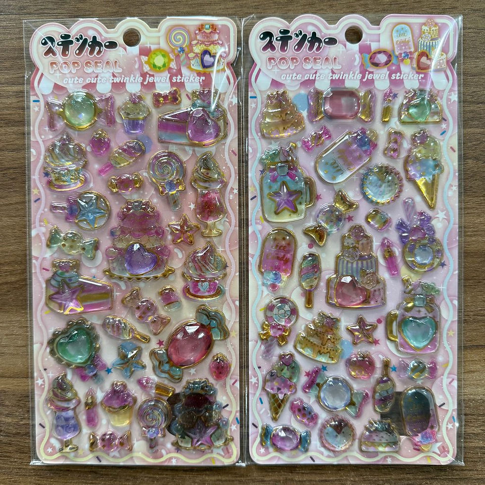 Thumbnail: 4Pcs Cute 3D Sparkle Gem Stickers Sweet Dessert Castle Epoxy Stickers for Scrapb