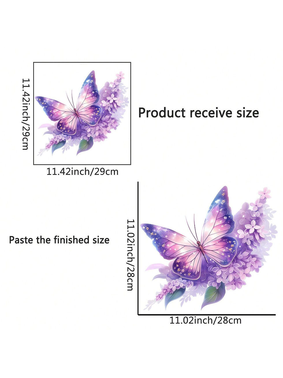 Thumbnail: Magical Purple Butterfly with Lilac Flowers Wall Stickers, Sparkly Girls Room De