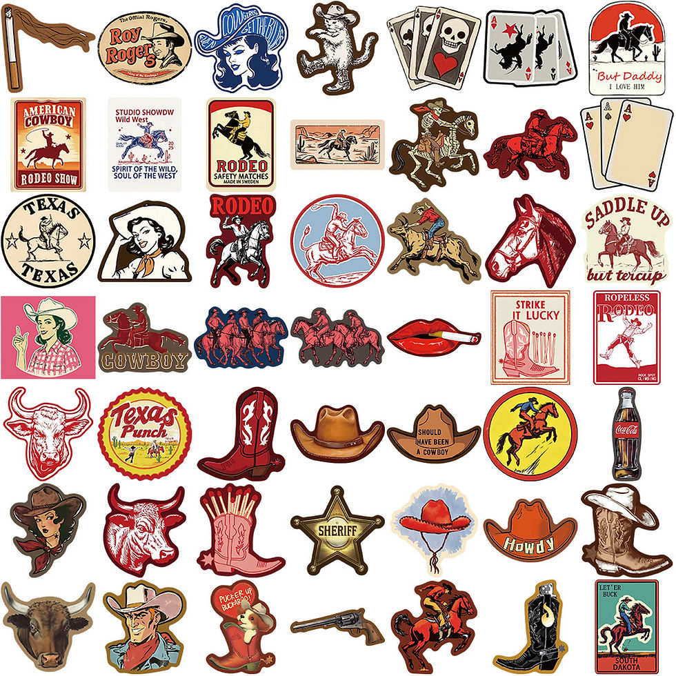 Thumbnail: 50Pcs Western Cowboy Gothic Graffiti Stickers - Waterproof DIY Decor for Guitars